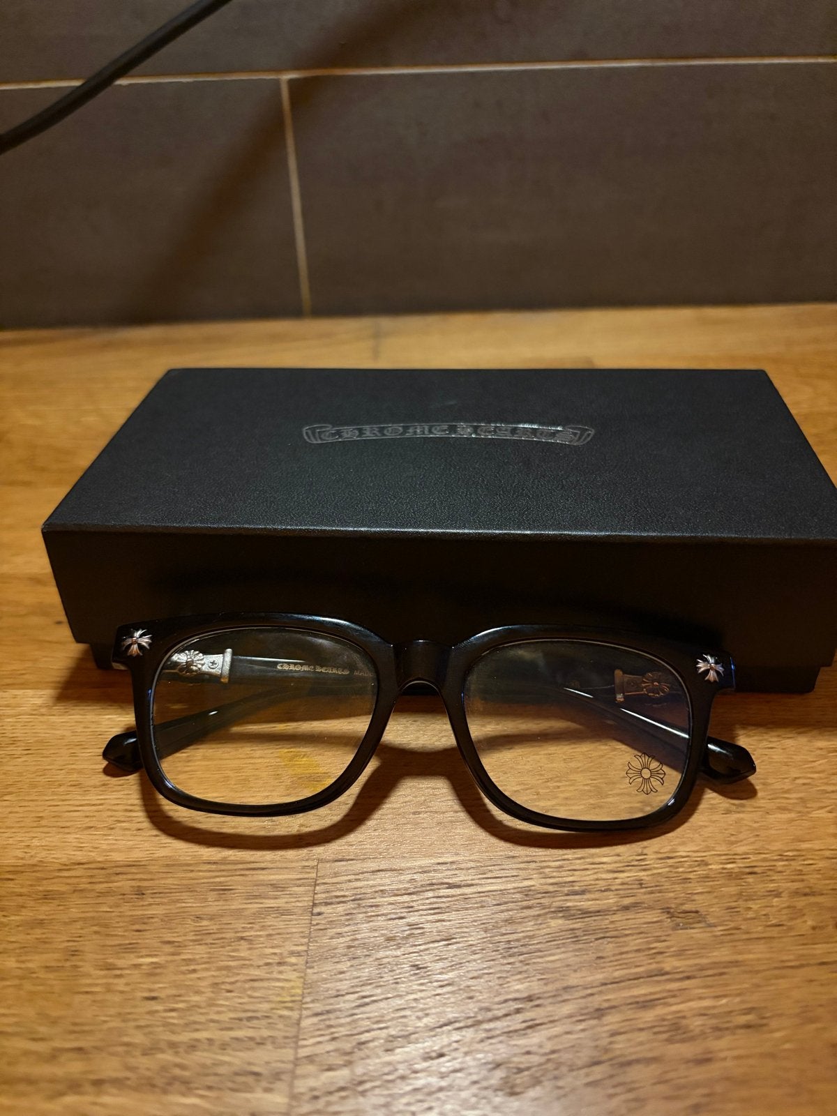 Chrome Hearts bril met etui en doos, Overige merken, Zwart, Ophalen of Verzenden, Zo goed als nieuw