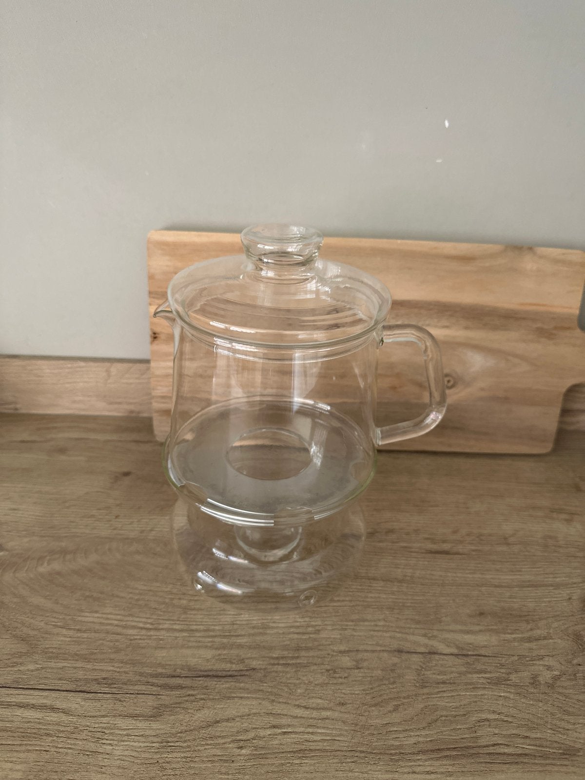 Glazen theepot met theelichtje - Douwe Egberts, Huis en Inrichting, Keuken | Keukenbenodigdheden, Theepot/fluitketel, Glas, Ophalen of Verzenden