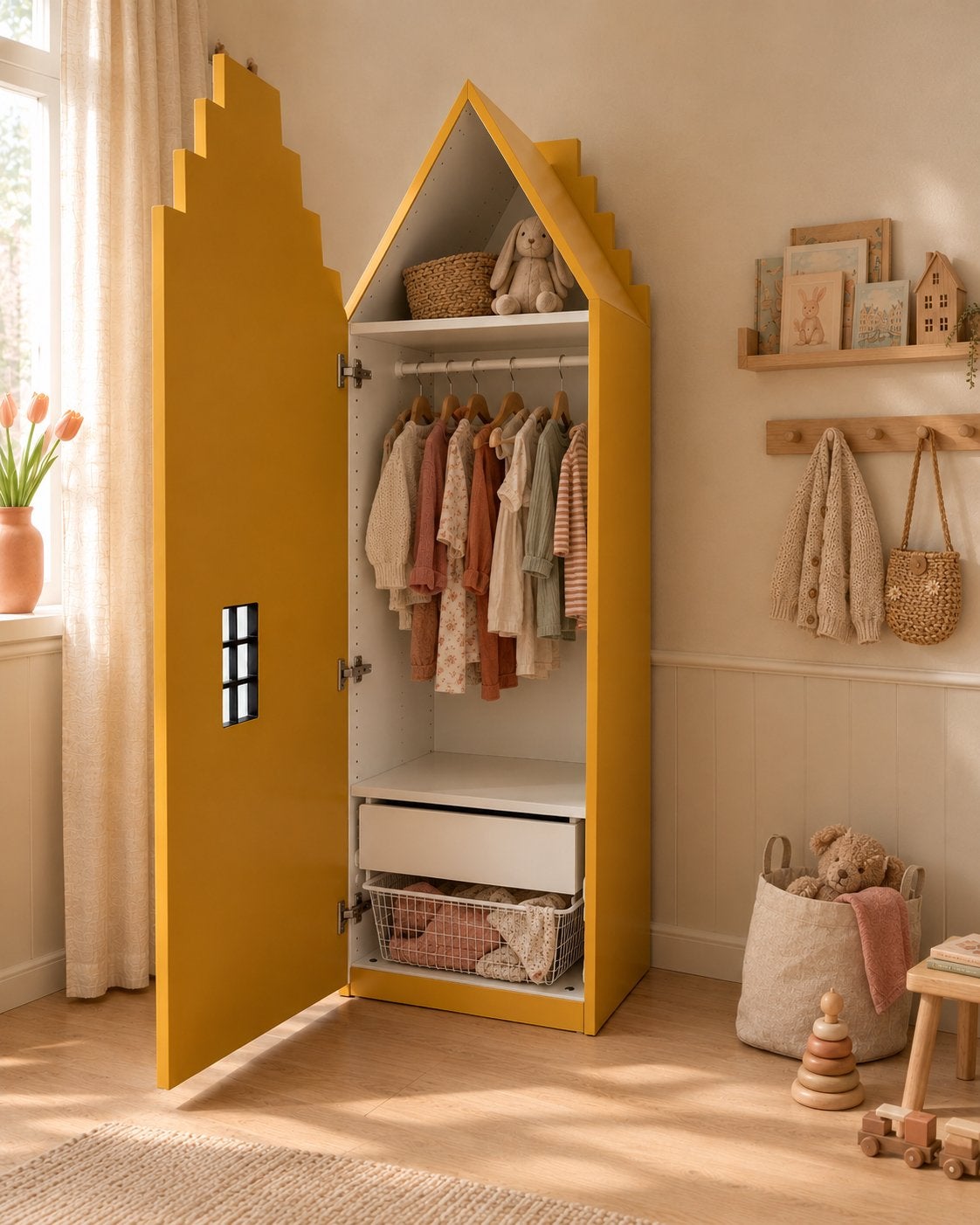 Kinderkast grachtenhuisjes (IKEA PAX, handgemaakt), Ophalen, 50 tot 70 cm, 105 cm of meer, Zo goed als nieuw