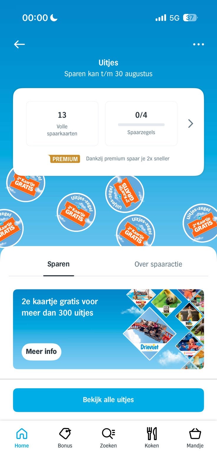 13x Albert Heijn Uitjes Zegels, Tickets en Kaartjes, Eén persoon, Kortingsbon