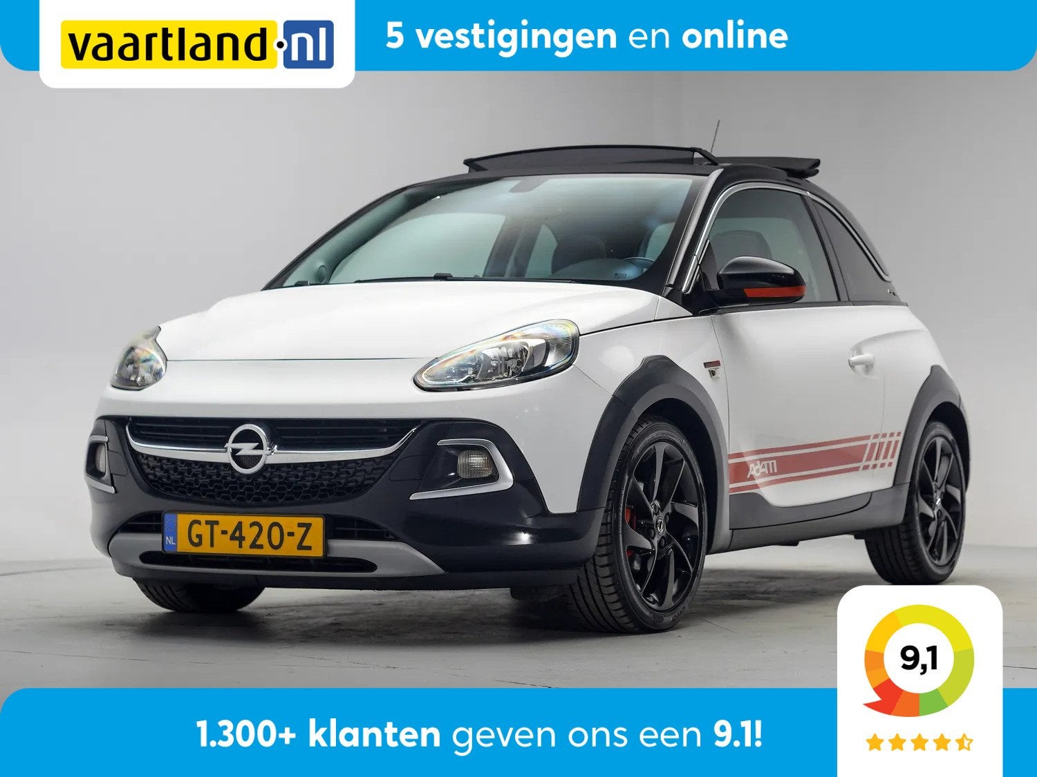 Opel ADAM 1.0 Turbo Rocks cabrio [ Climate control half lede, ADAM, Cabriolet, 4 stoelen, Wit
