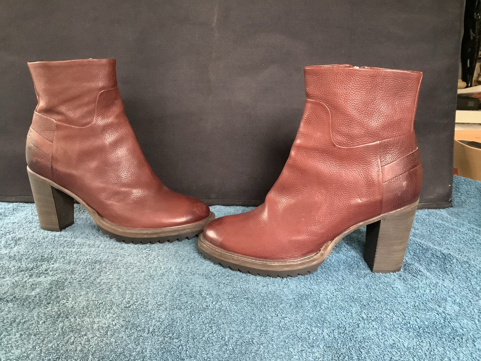 Shabbies Amsterdam mt 42 Bordeauxrode Enkellaarsjes hakken, Kleding | Dames, Lage of Enkellaarzen, Ophalen of Verzenden, Zo goed als nieuw