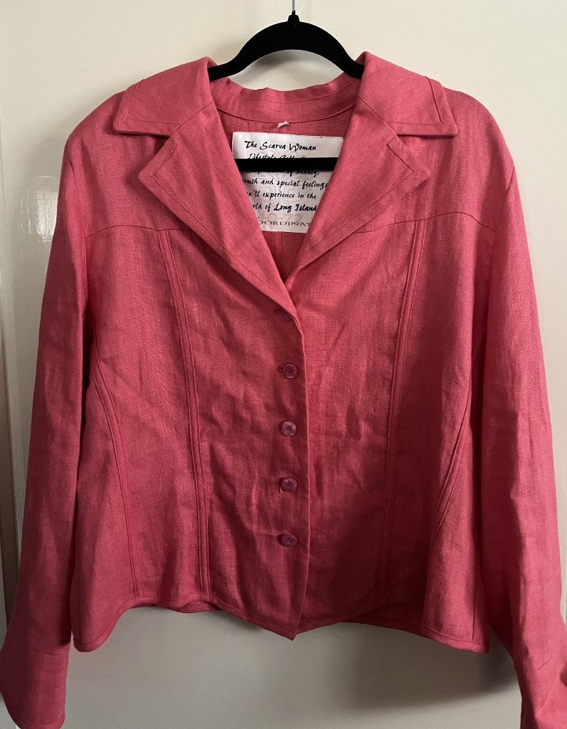 Prachtige linnen blazer van Scarva Maat 46, Scarva, Maat 46/48 (XL) of groter, Ophalen of Verzenden, Jasje