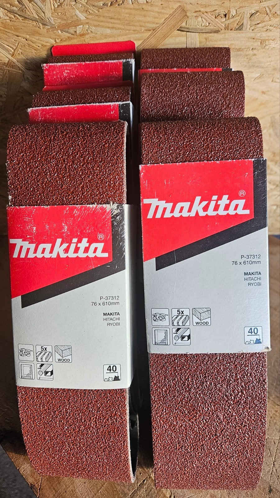 6 pakken Makita P-37312 Schuurbanden 76x610mm K40 (5 stuks), Doe-het-zelf en Verbouw, Verzenden, Nieuw, Minder dan 600 watt, Bandschuurmachine