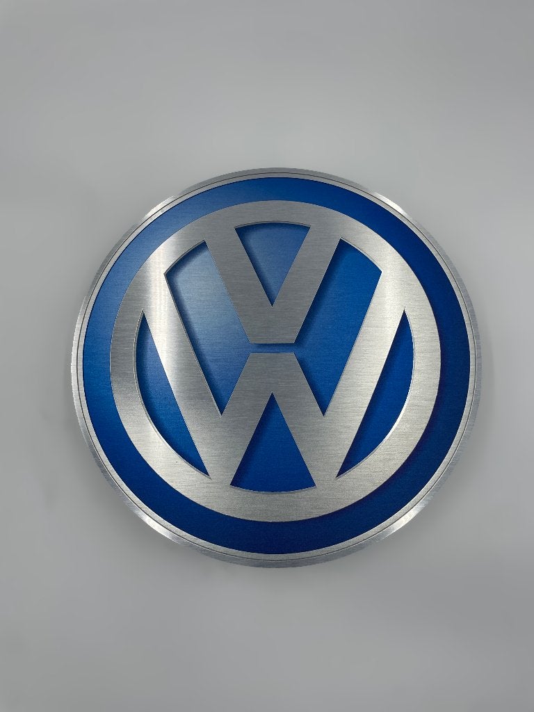 Reclamebord Volkswagen rond logo embleem, aluminium, 40x40cm, Verzamelen, Ophalen of Verzenden, Nieuw, Reclamebord