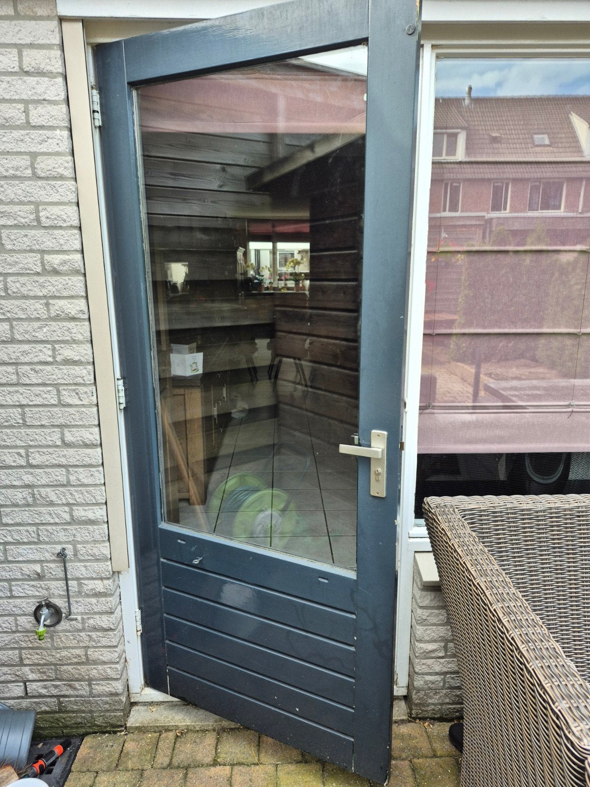 Tuindeur / buitendeur, Ophalen, Gebruikt, 200 tot 215 cm, Glas