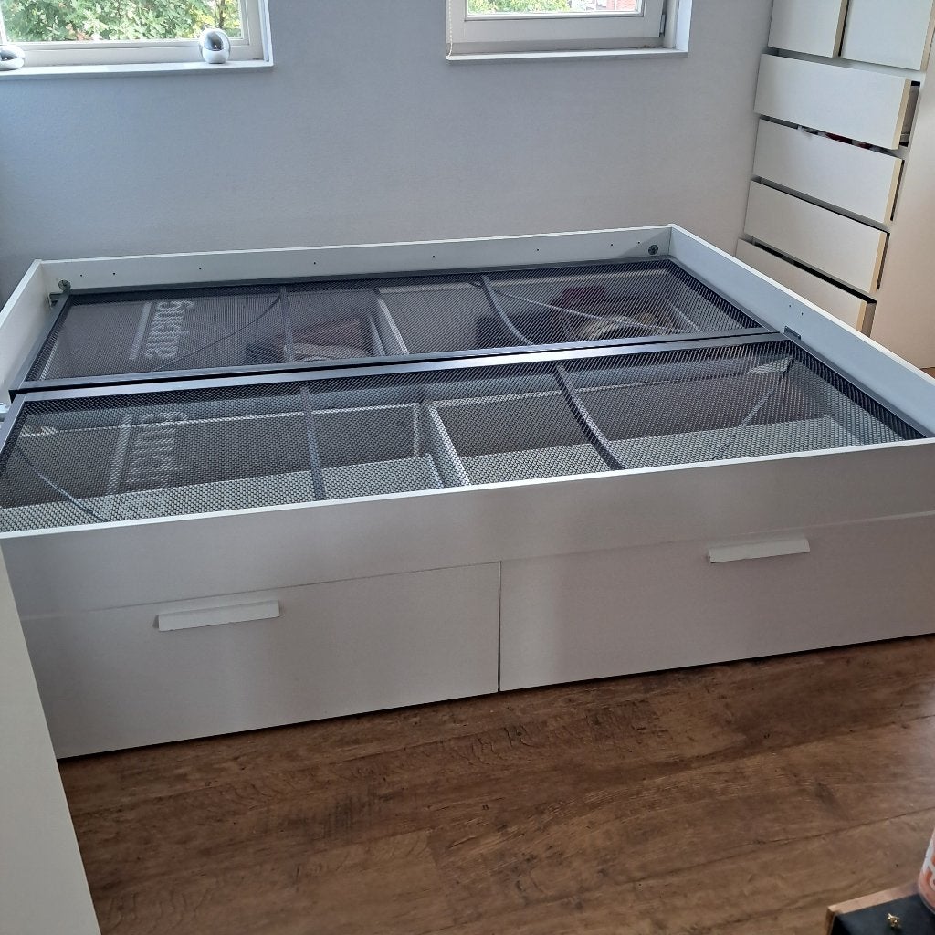 witte ikea brimnes bed 1.60 met 4 lades, Ophalen, Gebruikt, Wit, Tweepersoons