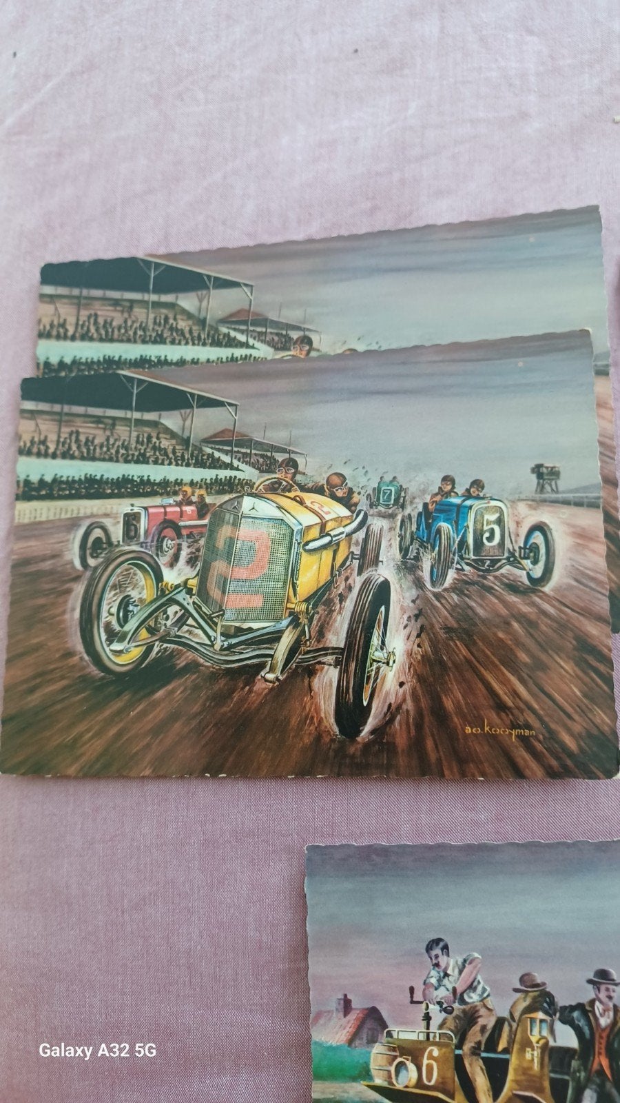 Vintage raceauto ansichtkaarten - Set van 5, Verzamelen, Verzenden, Gebruikt, Auto's