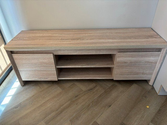 Haslund TV Meubel 138 cm -  Licht Eiken, Ophalen, Overige materialen, Gebruikt, 100 tot 150 cm