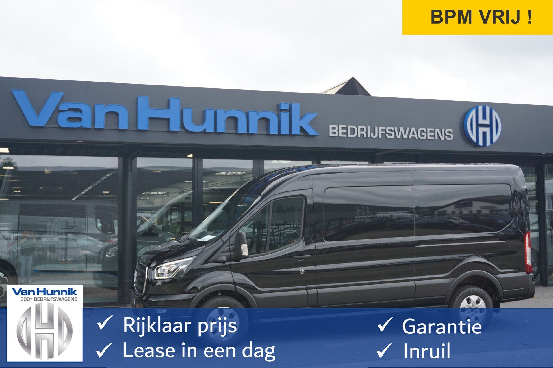 Ford Transit 350L L3H2 Limited AUT-10 RWD 165PK BPM VRIJ 3.5, Auto's, Achterwielaandrijving, 4 cilinders, Zwart, Bedrijf