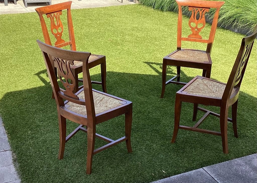 4 eetkamer stoelen, Huis en Inrichting, Stoelen, Ophalen, Gebruikt, Bruin, Hout