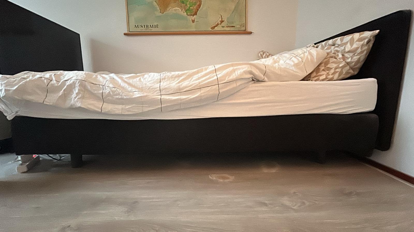 Auping Boxspring 120x210 zwart gestofferd, Ophalen, Gebruikt, Twijfelaar, 120 cm