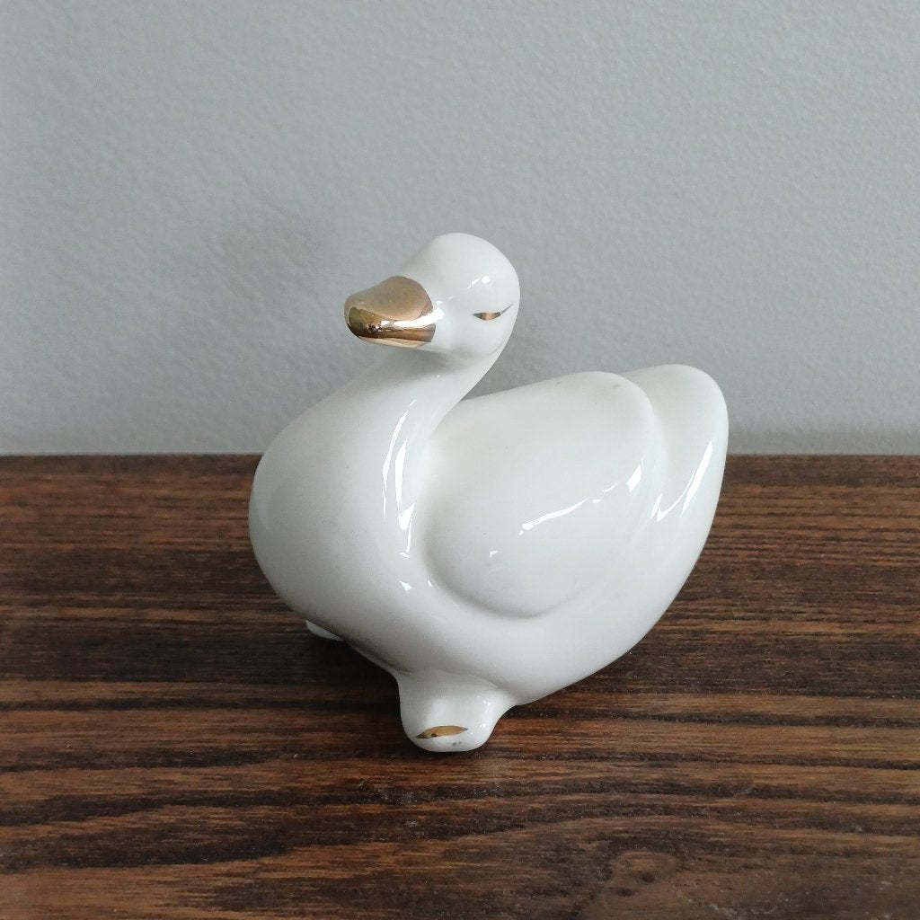 Beeldje eend met goudkleurige details, Ophalen of Verzenden, Gebruikt, Dier