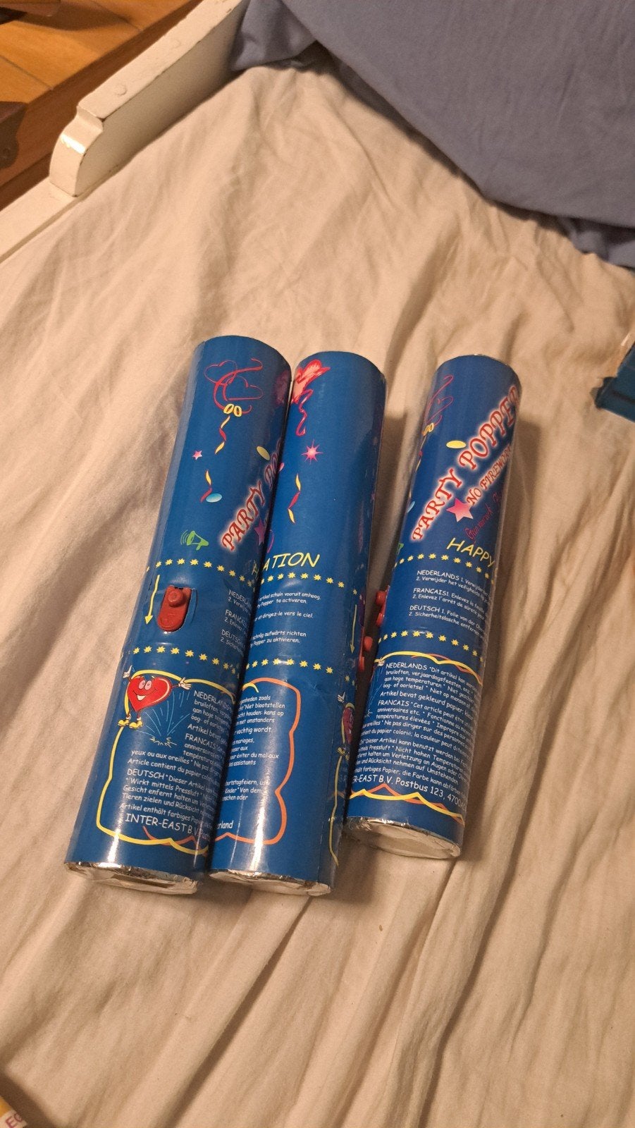 ouden Party Poppers - 3 stuks voor elk feest!, Ophalen of Verzenden, Nieuw, Feestartikel, Verjaardag