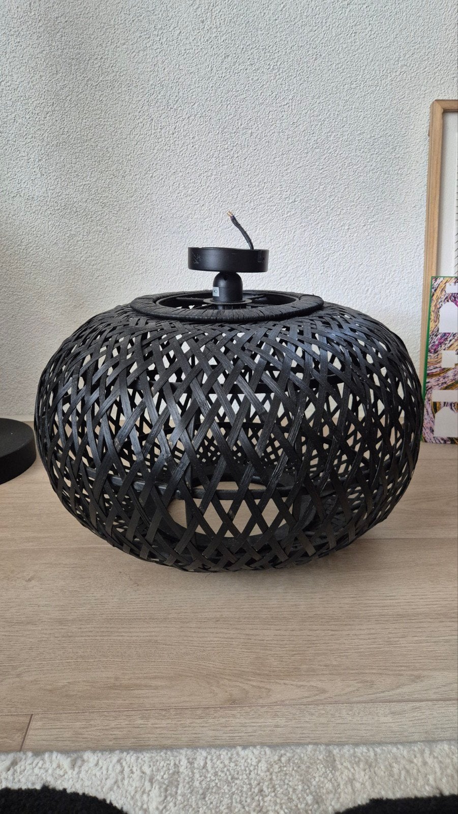 Plafondlamp bamboe Kwantum, Ophalen, Gebruikt, Zwart, Natuurlijk materiaal