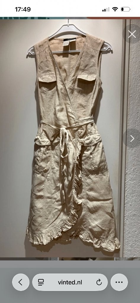 Max Mara Weekend linnen wikkeljurk maat 40, Maat 38/40 (M), Max Mara Weekend, Beige, Ophalen of Verzenden