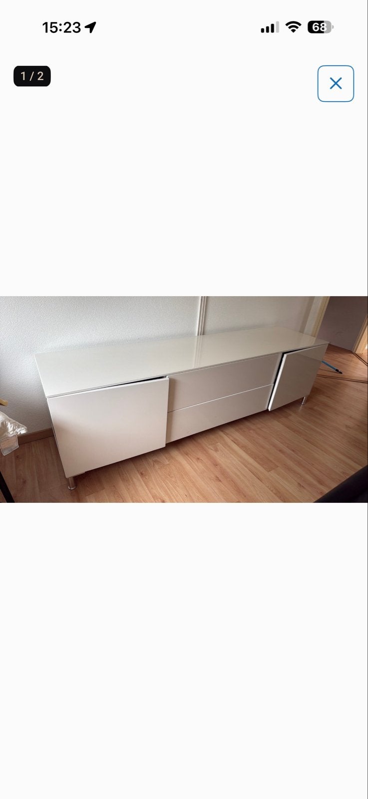 Modern wit tv-meubel 2mbr x 50 diep x 58 hoog, Ophalen, Modern Hoogglans, 150 tot 200 cm, Minder dan 100 cm
