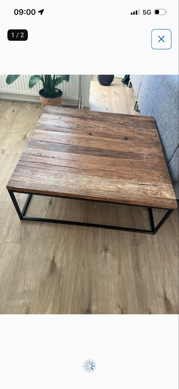 Houten salontafel 110x110 cm, Ophalen, Gebruikt, 100 tot 150 cm, Vierkant