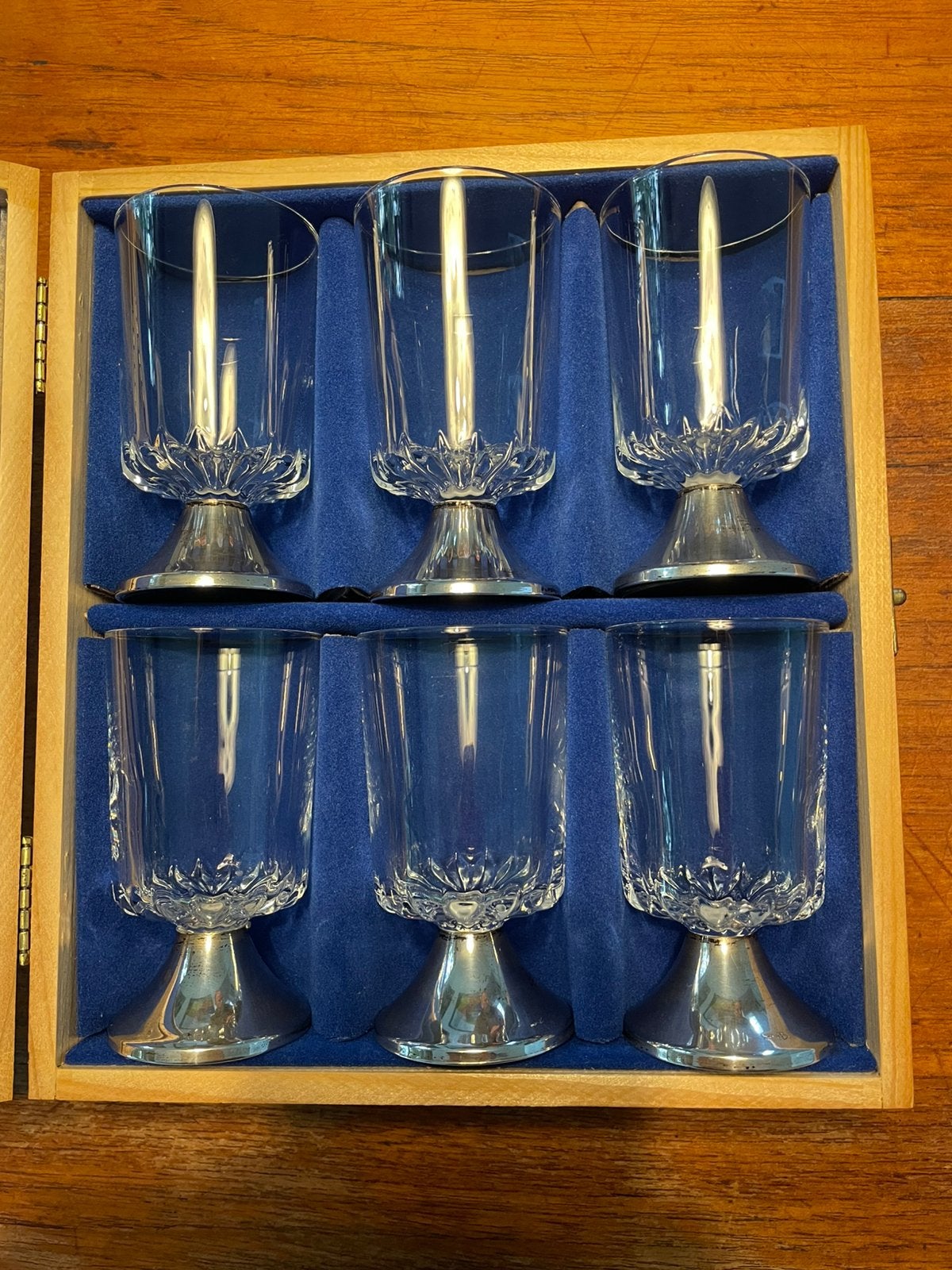 Vintage kristallen glazen 835 zilveren voet (B&Z) – 6-delig, Verzamelen, Ophalen of Verzenden, Zo goed als nieuw, Overige typen