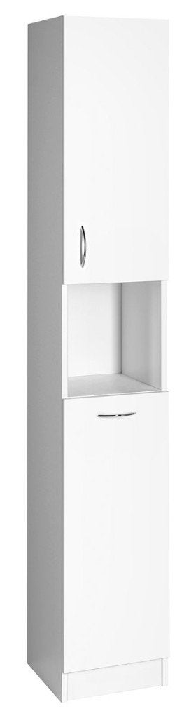 Hoge kolomkast twee deuren 30x30x180cm Eco met Wasmand Wit, Ophalen, Minder dan 50 cm, Met deur(en), Info@dealplein.nl