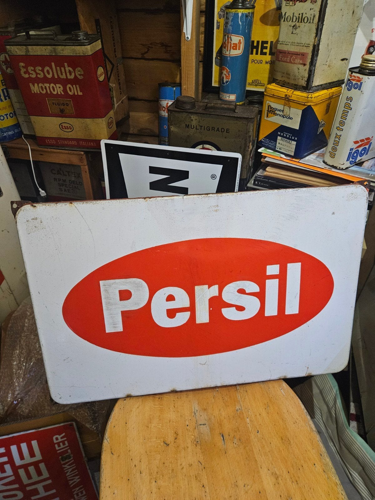 Vintage Persil emaille reclamebord - 37x57 cm, Antiek en Kunst, Ophalen of Verzenden
