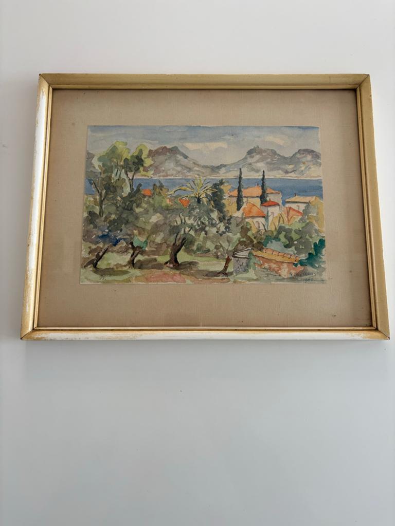 Schilderij N. Huyskens 1960 - Mediterraan landschap, Antiek en Kunst, Kunst | Schilderijen | Klassiek, Ophalen of Verzenden