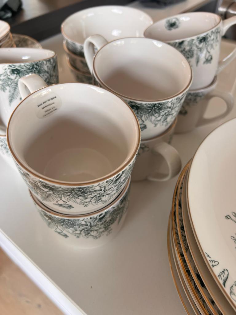 Prachtig Groen Blauw Goud Servies - Zo goed als nieuw, Huis en Inrichting, Keramiek, Ophalen of Verzenden, Zo goed als nieuw, Overige stijlen