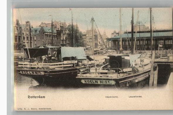 Rotterdam Vischmarkt Leuvehaven KOELN No 5 en No 21 vóór1906, Verzenden, Voor 1920, Ongelopen, Zuid-Holland