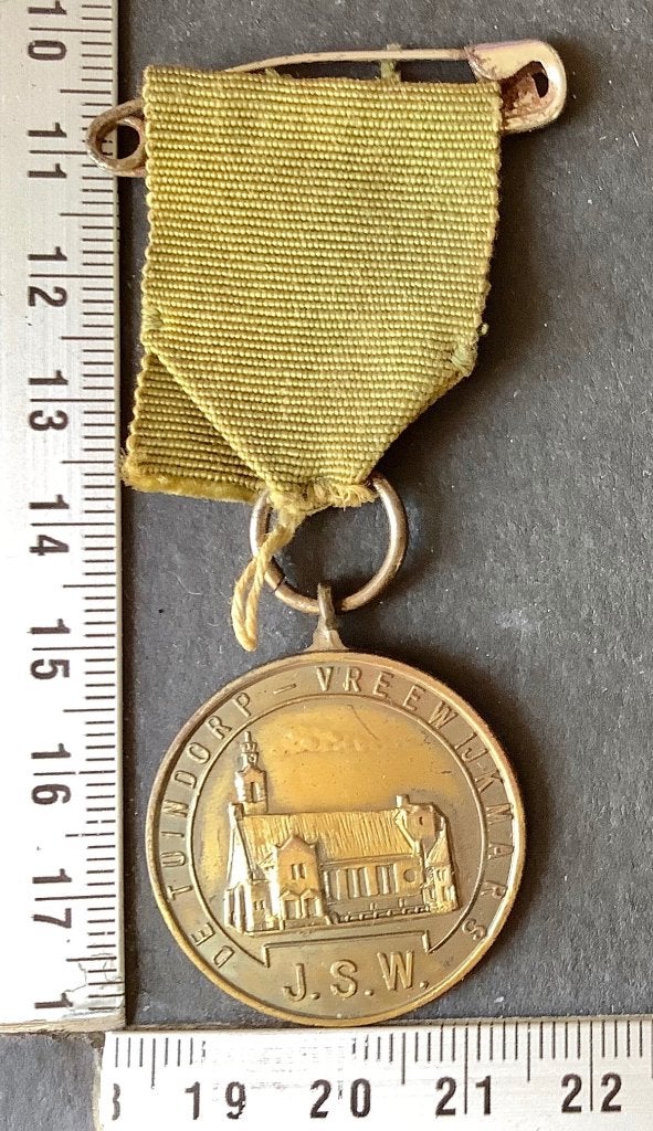 medaille, J.S.W. de Tuindorp-Vreewijkmars, 12-18-25 KM (B1, Postzegels en Munten, Penningen en Medailles, Ophalen of Verzenden
