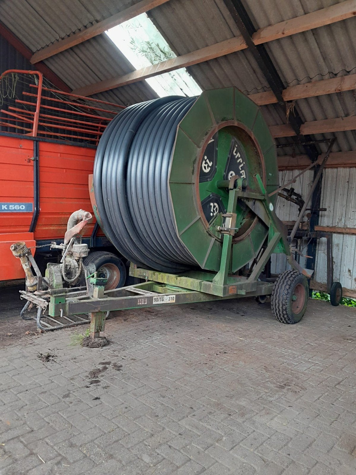 Irrimec D-6 beregening haspel 90 mm slang 350 meter lang, Ophalen, -, -, Beregening en Drainage
