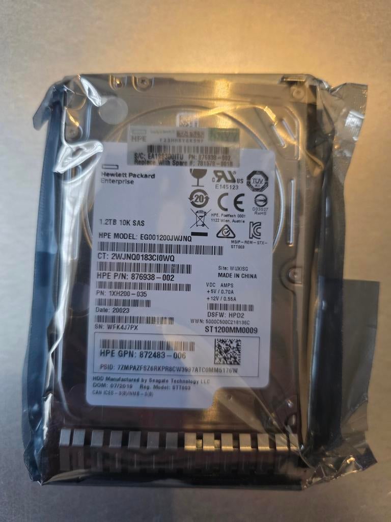Nieuwe HPE 1.2TB 10K SAS Harde Schijf (2 stuks), Computers en Software, Harde schijven, HDD, Nieuw, Ophalen of Verzenden, 1.2 TB