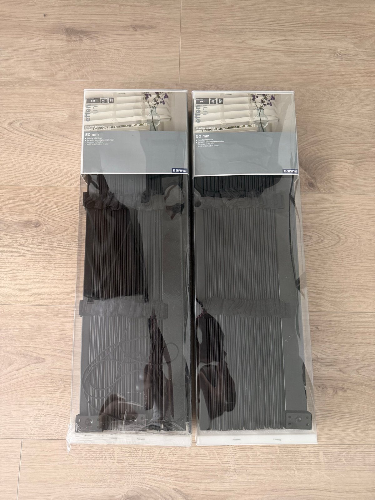 Houten jaloezieën 60x180 cm - Zwart (2 stuks), Huis en Inrichting, Stoffering | Gordijnen en Lamellen, Ophalen, Jaloezie, Overige merken