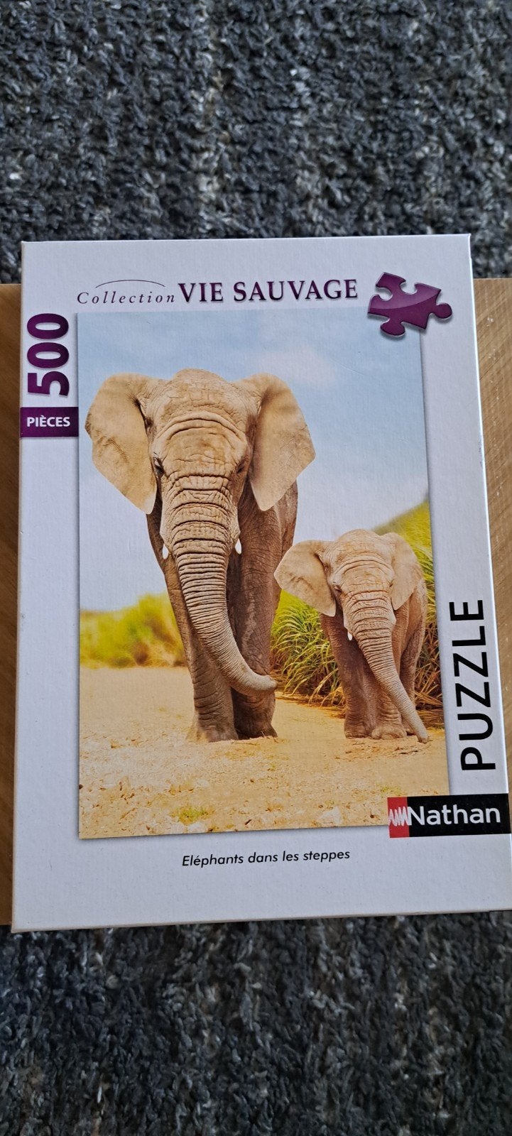 Nathan Puzzel 500 Stukjes - Olifanten in de Steppe, Ophalen, 500 t/m 1500 stukjes, Zo goed als nieuw, Legpuzzel