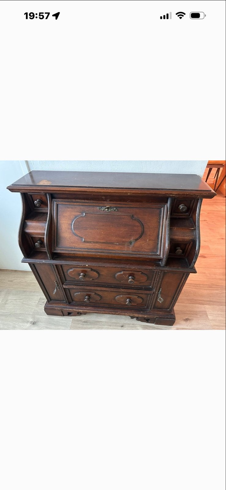 Antiek Houten Bureau met Lades voor bosje bloemen, Antiek en Kunst, Ophalen of Verzenden