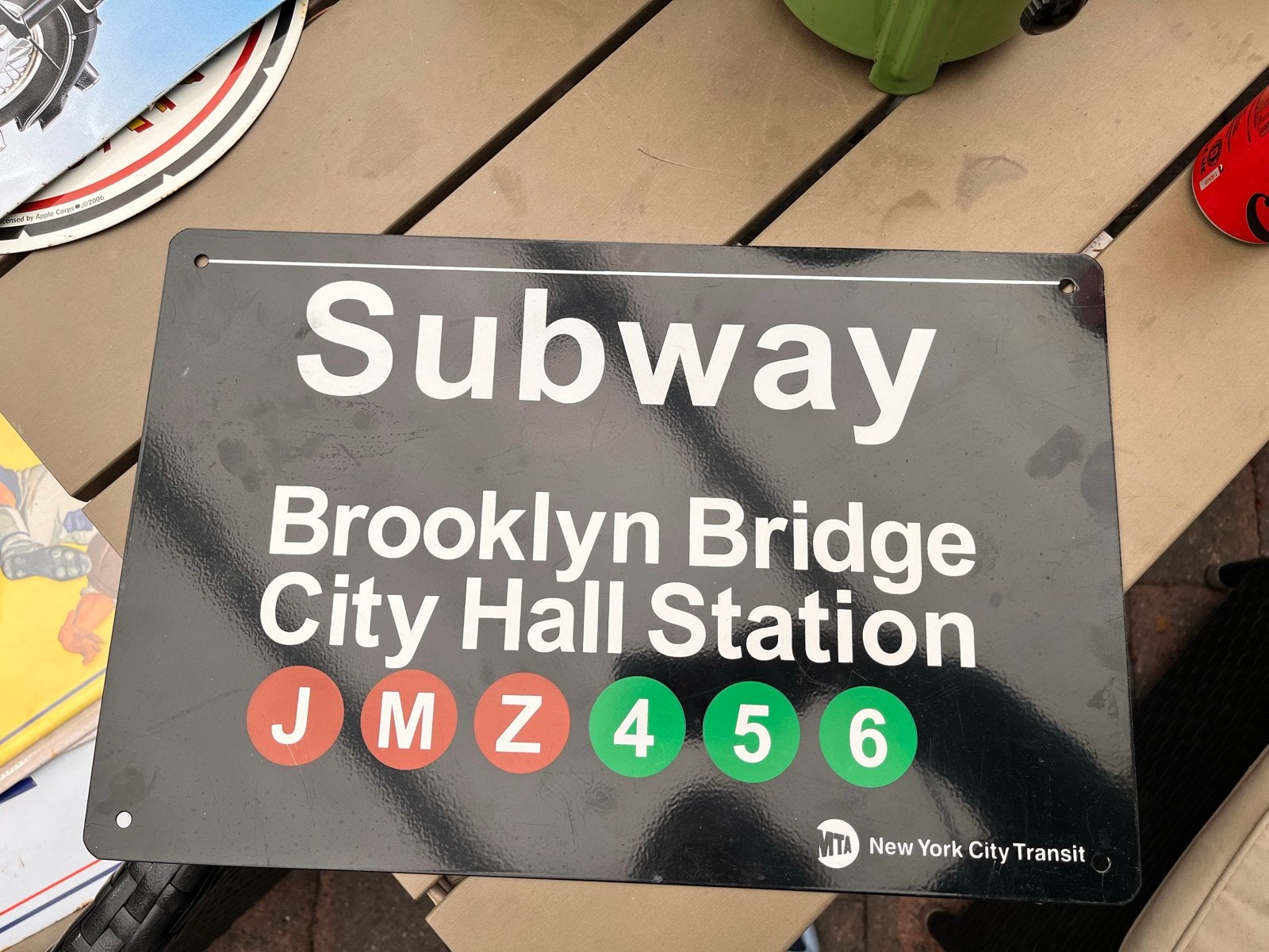 New York Subway Brooklyn Bridge City Hall Station bord, Verzamelen, Ophalen of Verzenden, Gebruikt