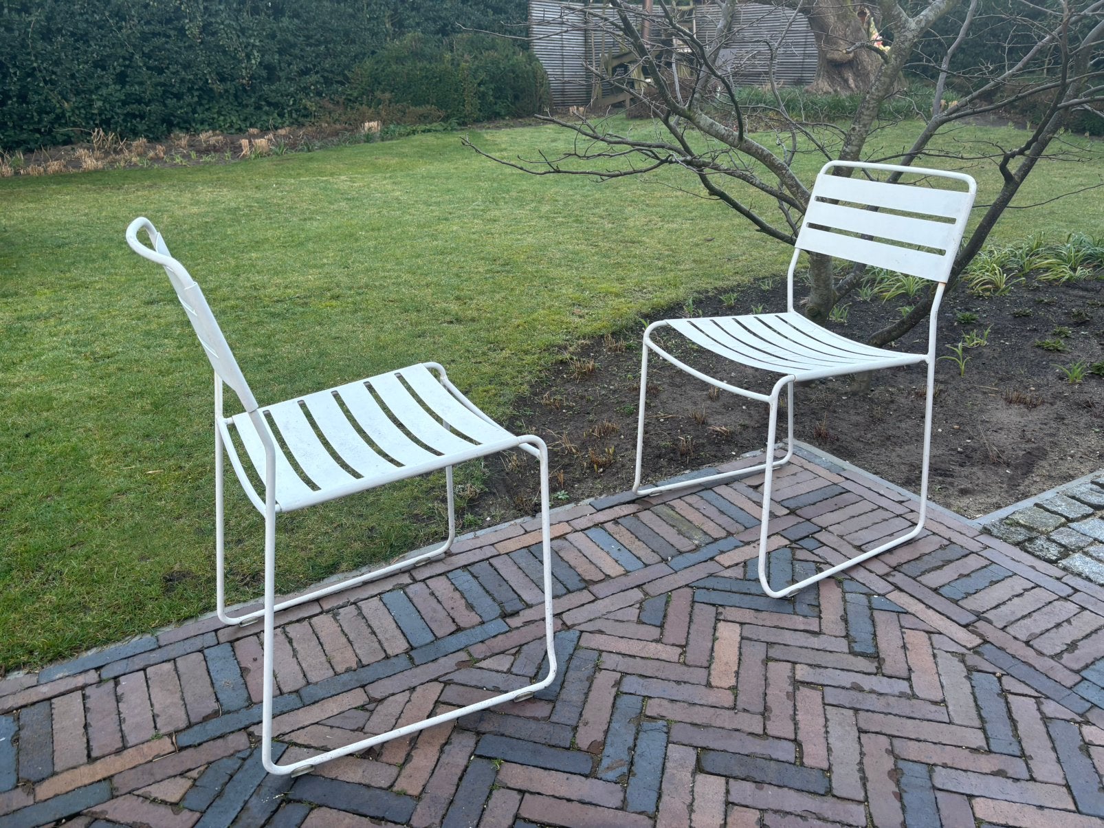 2x Fermob Surprising stoel in Cotton White, Ophalen, Gebruikt, Metaal