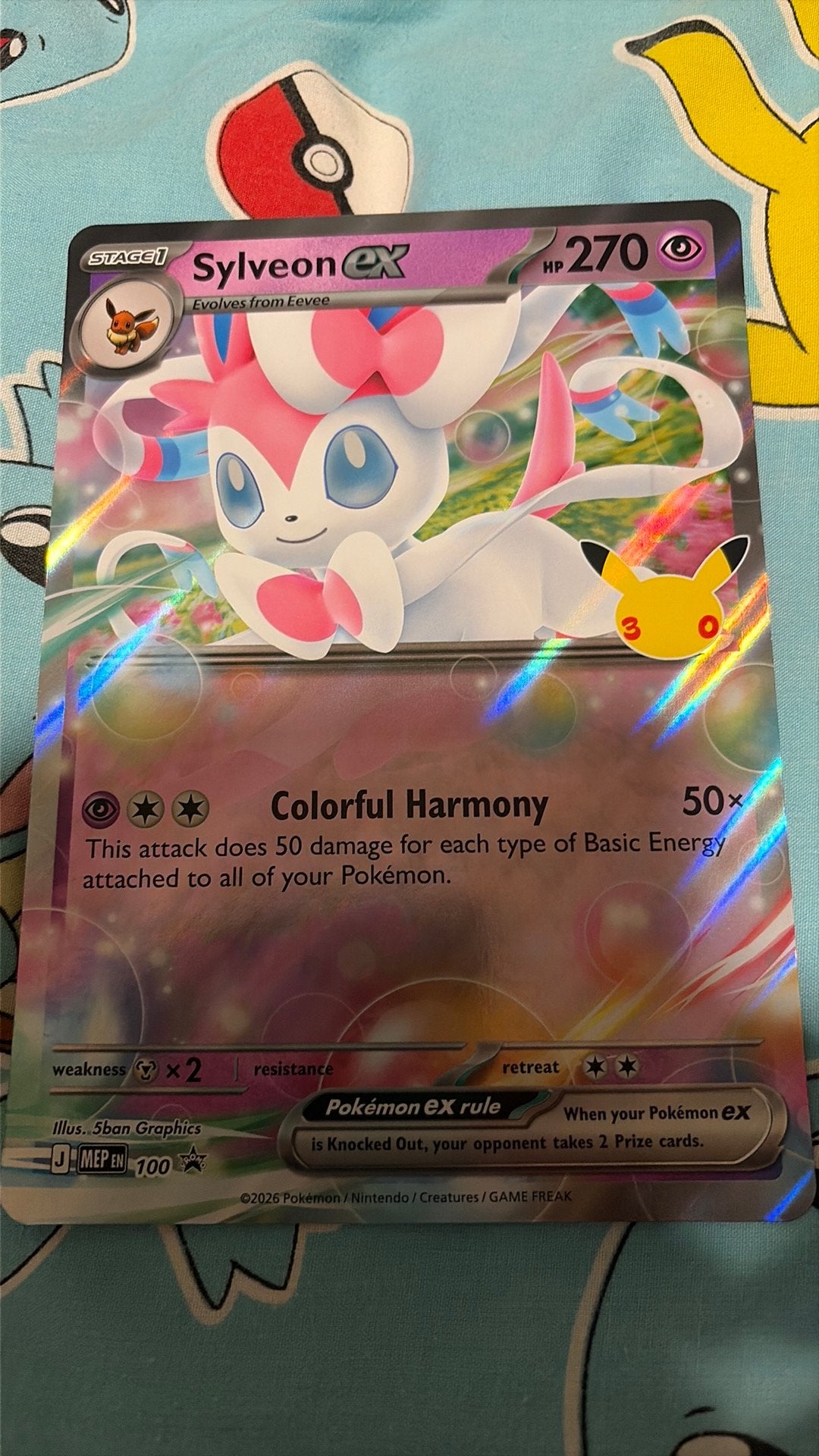 Pokemon Sylveon Ex JUMBO kaart promo 100 uit 30 Th 5,00 euro, Ophalen of Verzenden, Zo goed als nieuw