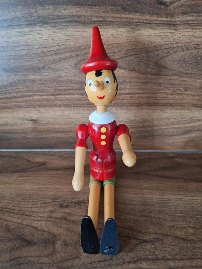 Vintage Houten Pinokkio Pop - 40 cm Hoog, Ophalen of Verzenden, Zo goed als nieuw, Overige typen