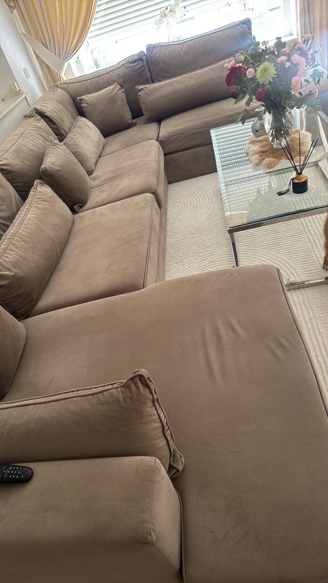 Hoekbank met salontafel en eettafel set- Zo Goed als Nieuw, Huis en Inrichting, Ophalen, 100 tot 125 cm, Hoekbank, 300 cm of meer