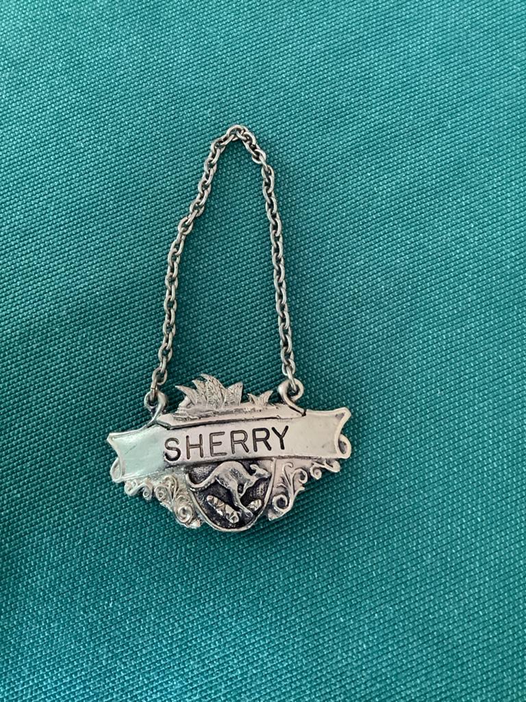Vintage Sherry Flesetiket met Kangoeroe Design, Antiek en Kunst, Ophalen