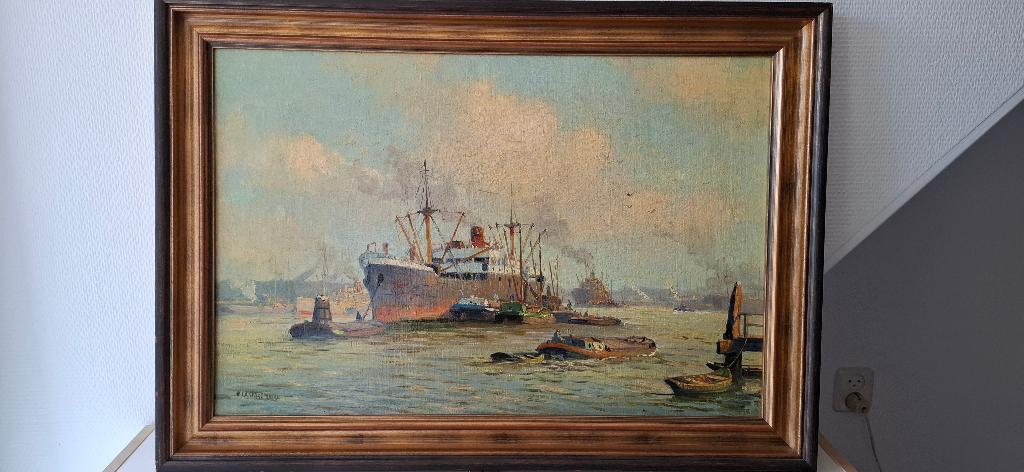 Pieter Wagemans (1879-1955): Havengezicht Rotterdam, Antiek en Kunst, Ophalen