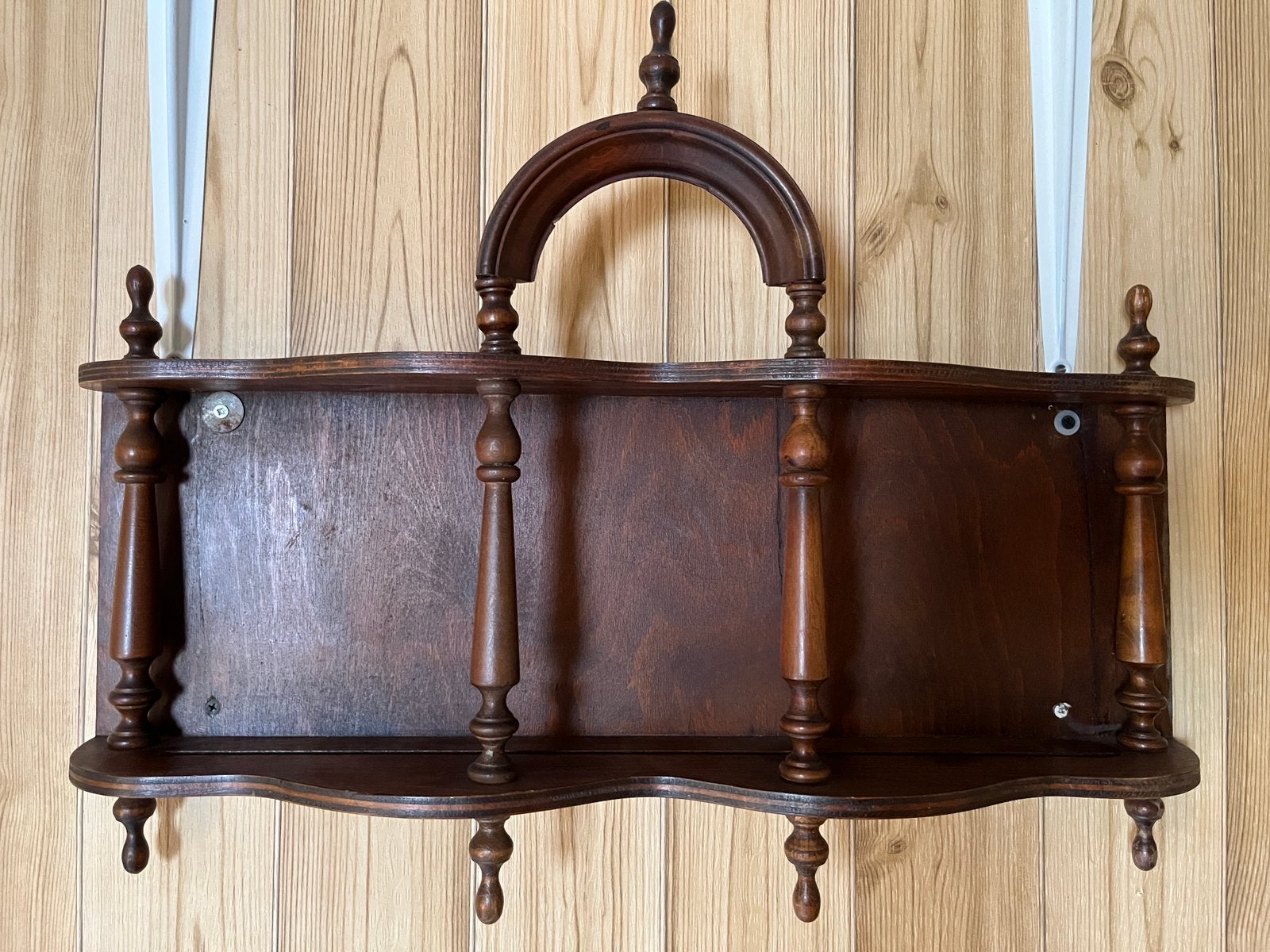 Antiek houten wandrek wandkastje console sierlijke details, Ophalen, Gebruikt