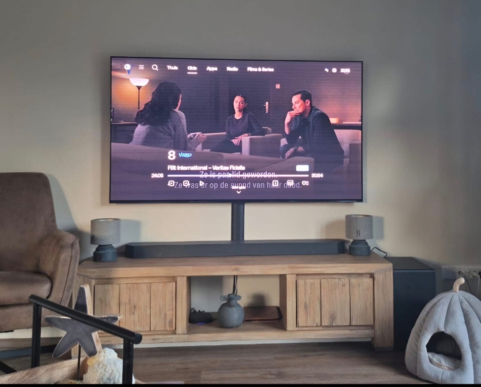 tv kast tekoop mango hout, Huis en Inrichting, Kasten | Televisiemeubels, Ophalen, 150 tot 200 cm, Modern landelijk, Zo goed als nieuw