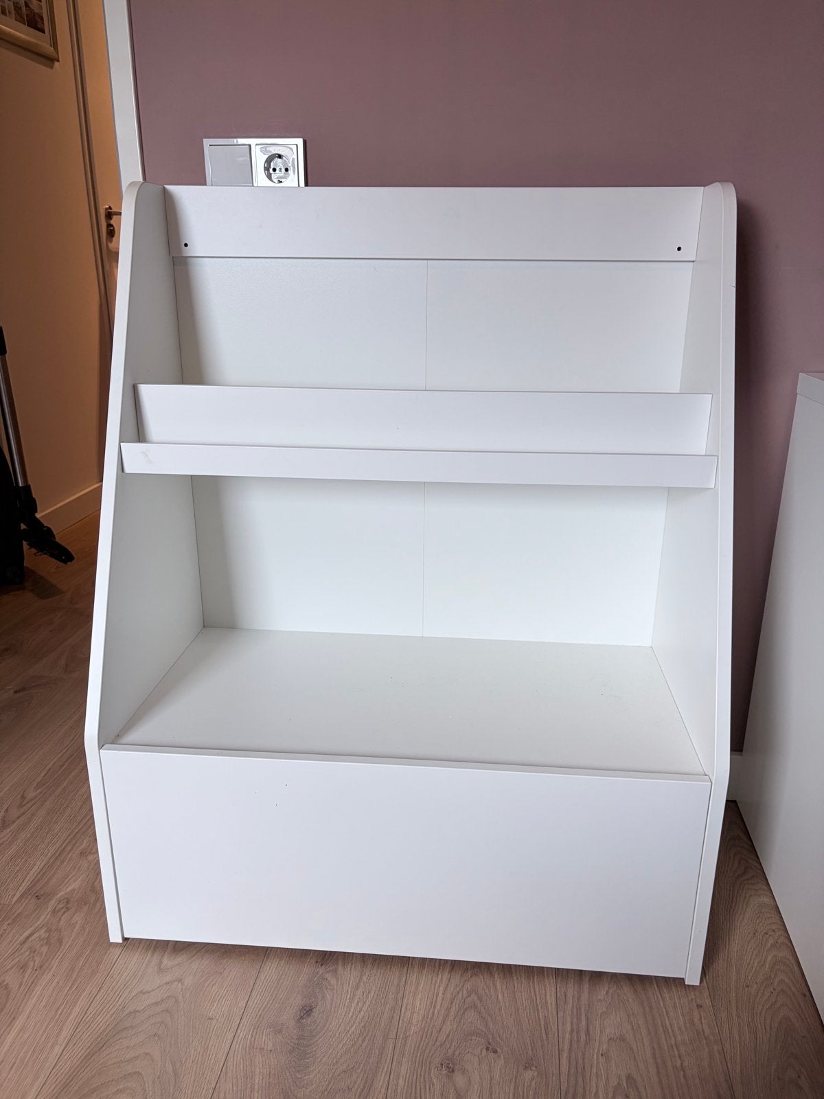 Witte boekenkast met lade, Ophalen, 100 tot 150 cm, 50 tot 100 cm, Zo goed als nieuw