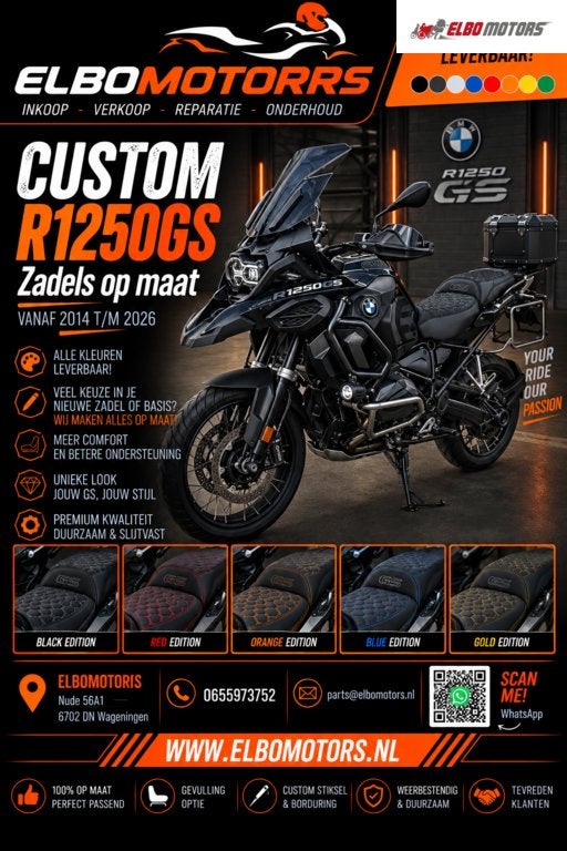 BMW GS 1250 1200 Zadelhoes Custom Zadel, Nieuw, Ophalen of Verzenden