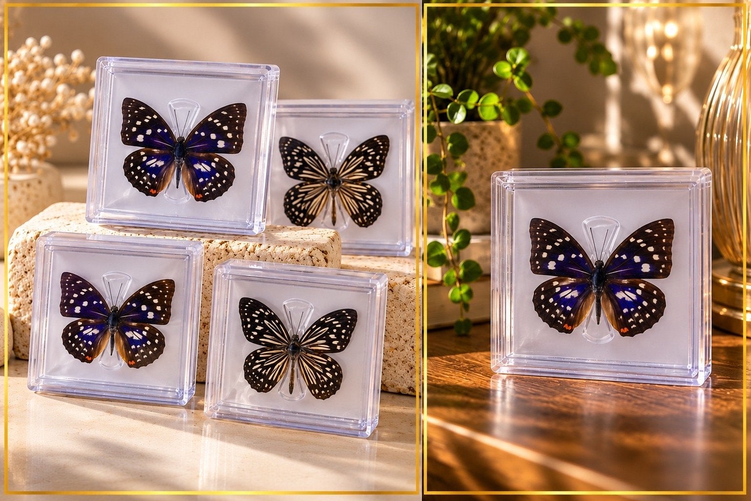 Partij vlinders in acryl display - Decoratie, N, N, Nieuw, Ophalen of Verzenden
