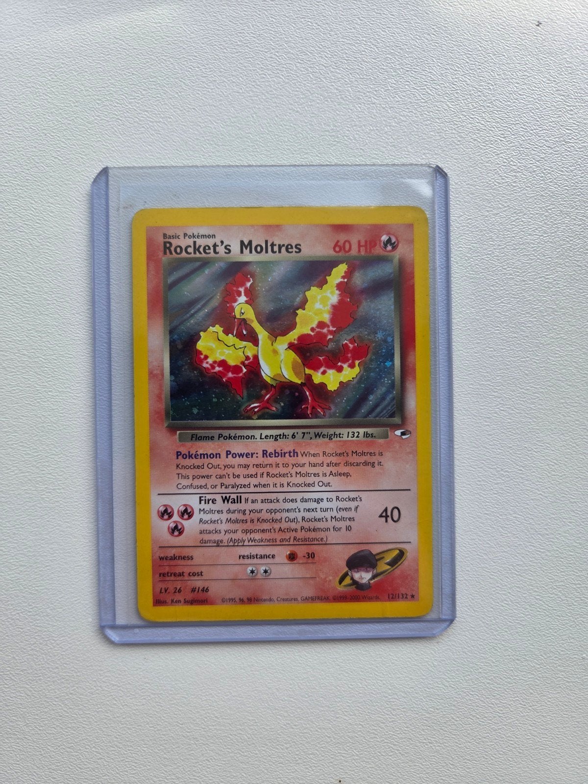 Rocket's Moltres - Gym heroes 12/132, Ophalen of Verzenden, Zo goed als nieuw, Losse kaart, Foil