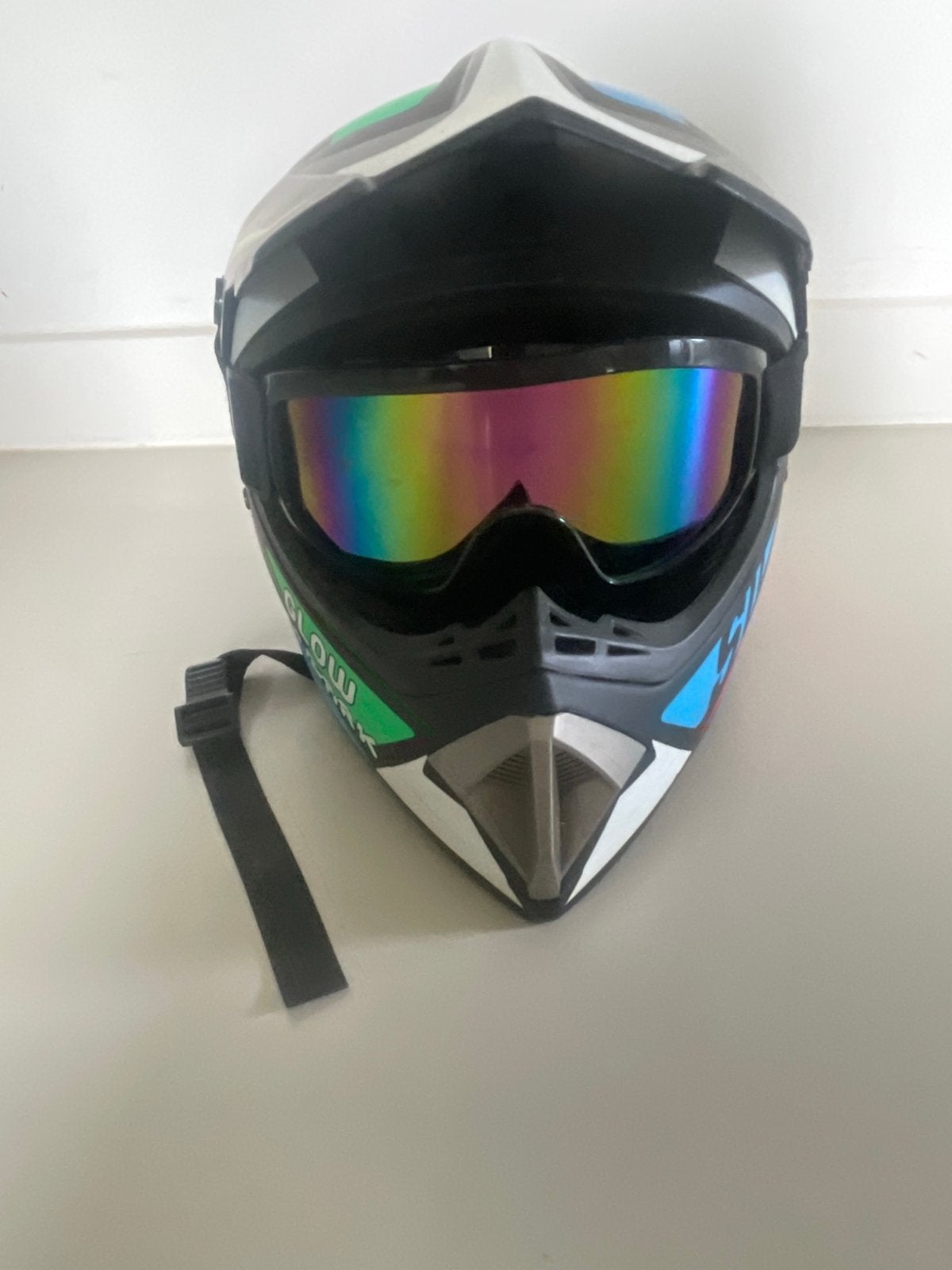 Offroadhelm met Goggles - Maat M - Zwart/Multicolor, Overige merken, M, Ophalen of Verzenden, Tweedehands