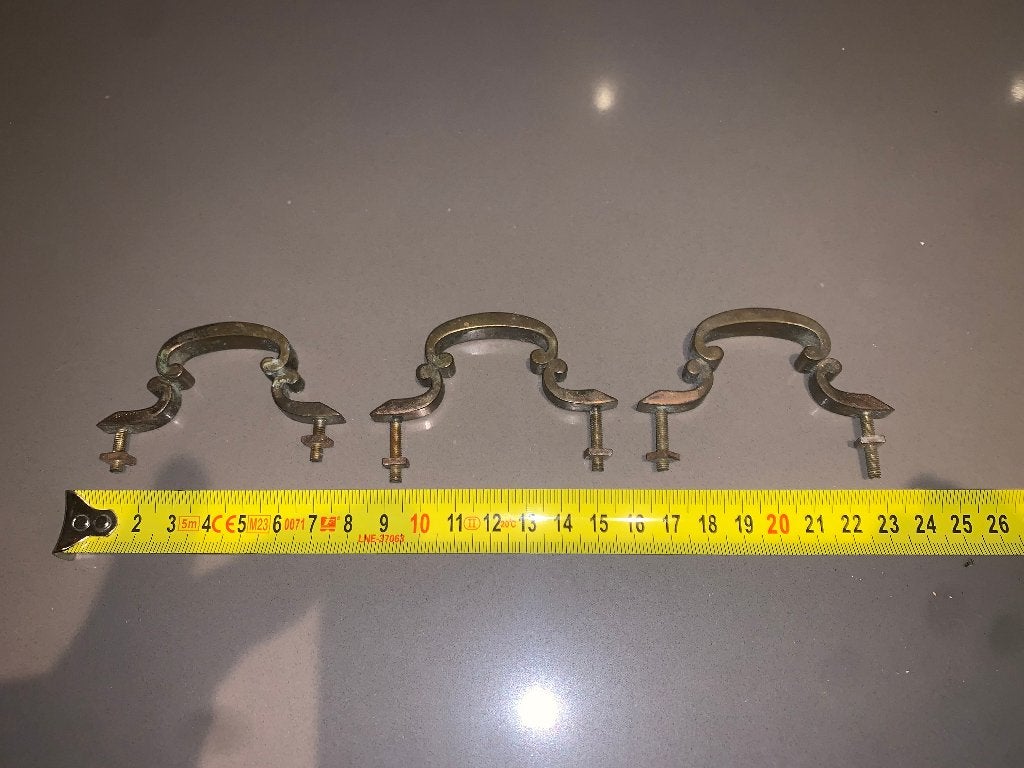 Antieke messing ladegrepen handvaten 3x, Antiek en Kunst, Ophalen of Verzenden, Koper