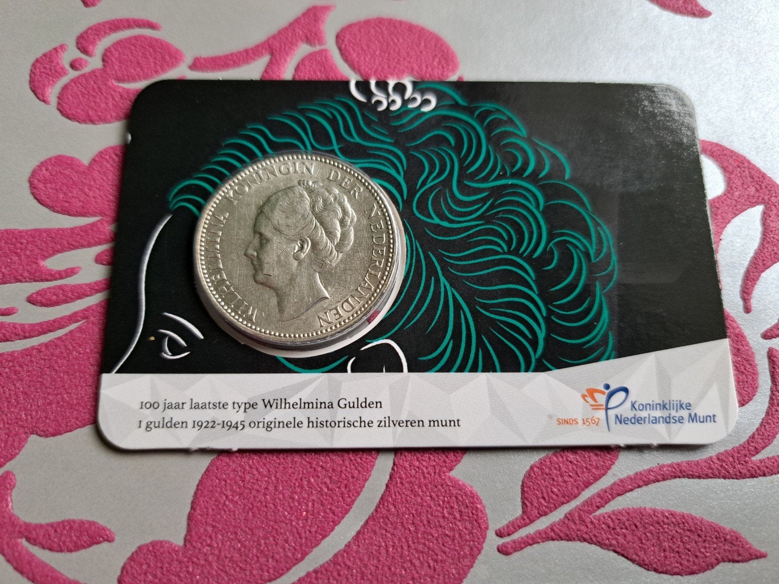 ZELDZAAM coincard Laatste Type Wilhelmina Gulden met 1922, Postzegels en Munten, Munten | Nederland, Ophalen of Verzenden, Koningin Wilhelmina